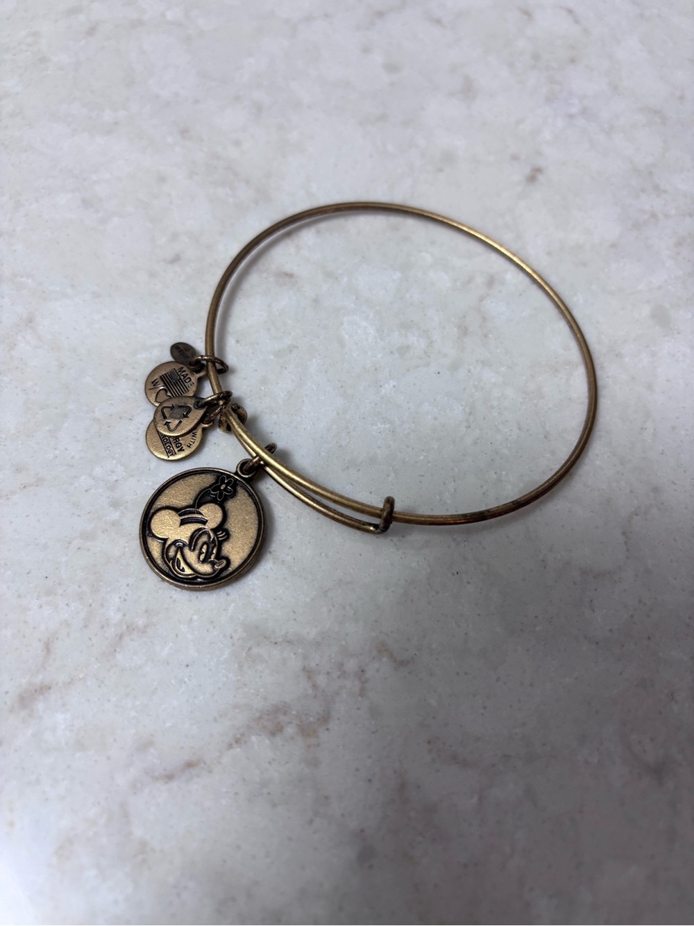 Alex and Ani Gold-Tone Minnie Mouse Charm Bangle